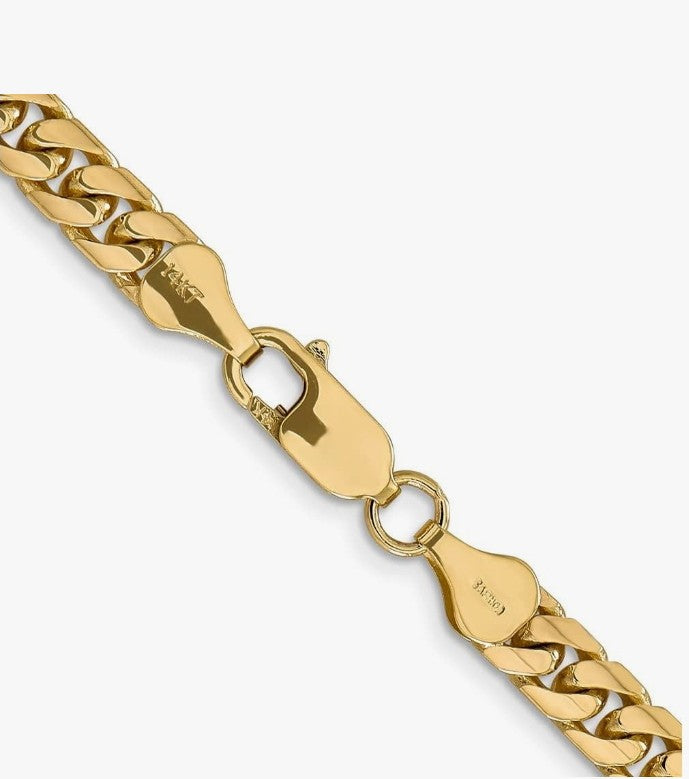 COCOMONEY 14k Yellow Gold 28" 5.5mm Solid Miami Cuban Link with Lobster Clasp Chain Necklace