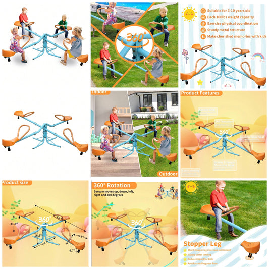 Outdoor Kids Spinning Seesaw Sit And Spin Teeter Totter Outdoor Playground Equipment Swivel Teeter Totter For Backyard