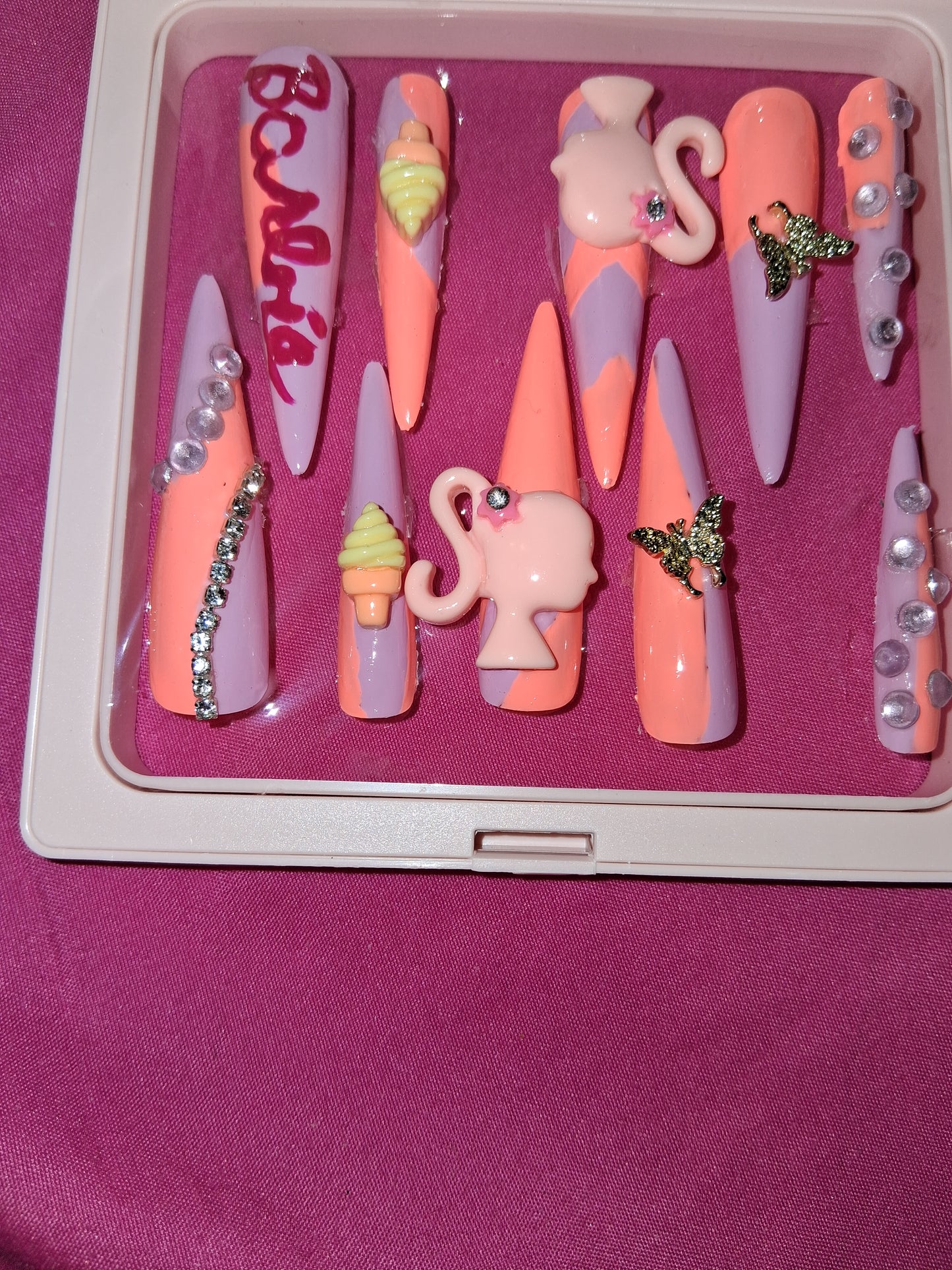 COCOMONEY NAILS CUSTOM 1 OF 1 GLUE ON PRESS ON COMES WITH FREE GIFTS #p46