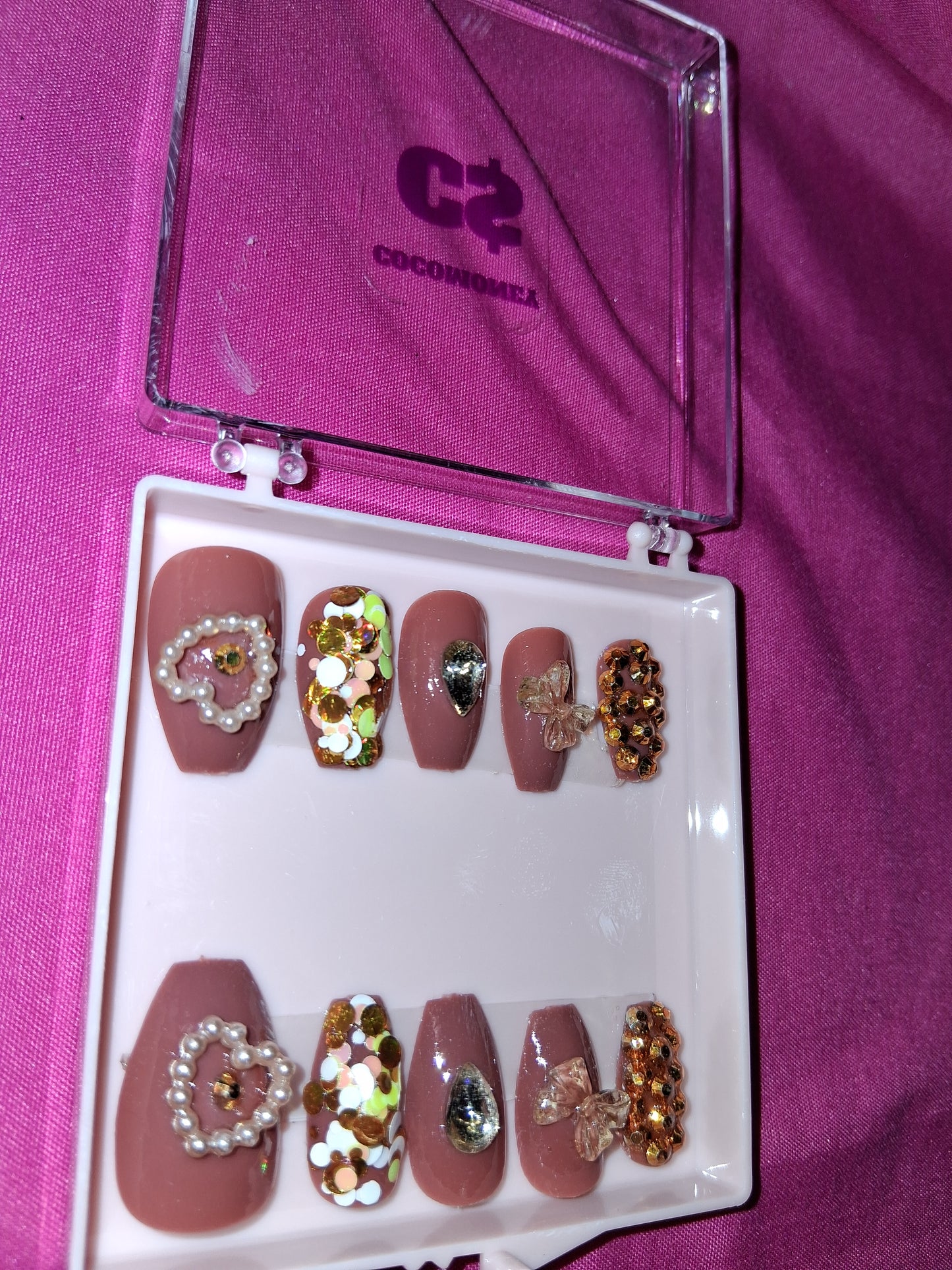 COCOMONEY NAILS CUSTOM 1 OF 1 GLUE ON PRESS ON COMES WITH FREE GIFTS #b49