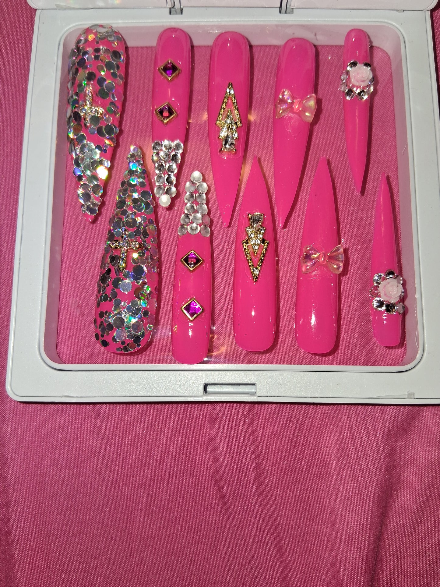 COCOMONEY NAILS CUSTOM 1 OF 1 GLUE ON PRESS ON COMES WITH FREE GIFTS #o6
