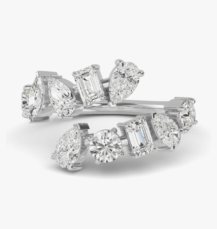 COCOMONEY 5 Carat (ctw) PLATINUM Round, Marquise, Emerald,Pear Cut LAB GROWN Diamond Stackable Ring (Color E-F Clarity VS2-SI1)