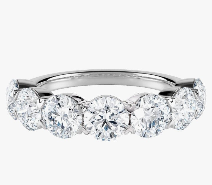 COCOMONEY IGI Certified 3 Carat Lab Grown Diamond Semi Eternity Wedding Band Ring for Women in 14k Gold (G-H, VS-SI, cttw) Anniversary Promise 7 Stone Stackable Band Ring Size 4 to 9 by Diamond Wish