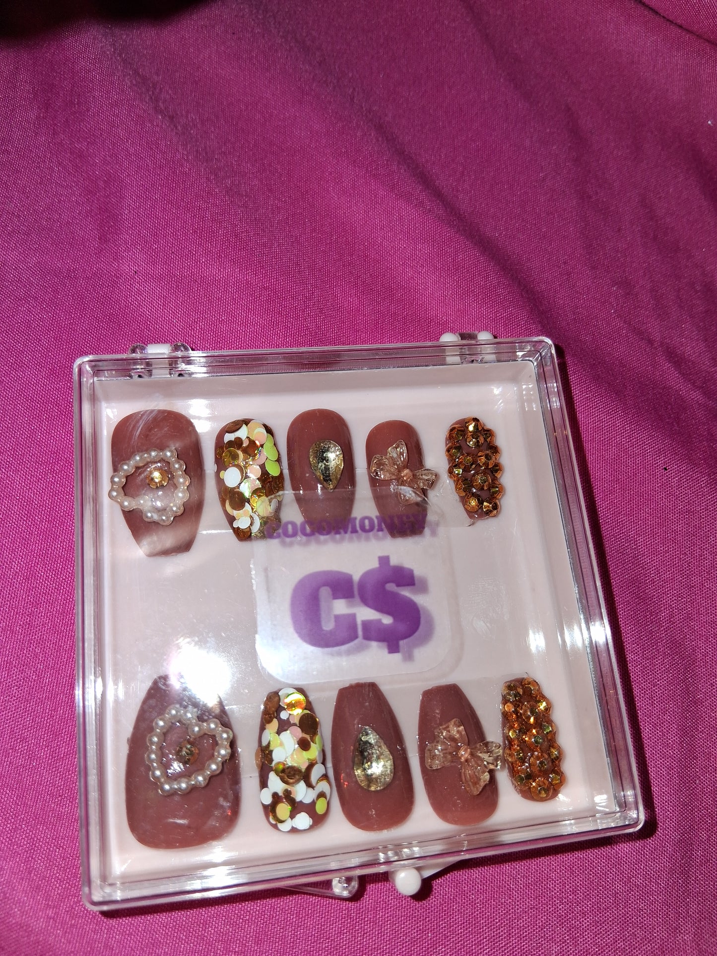 COCOMONEY NAILS CUSTOM 1 OF 1 GLUE ON PRESS ON COMES WITH FREE GIFTS #b63