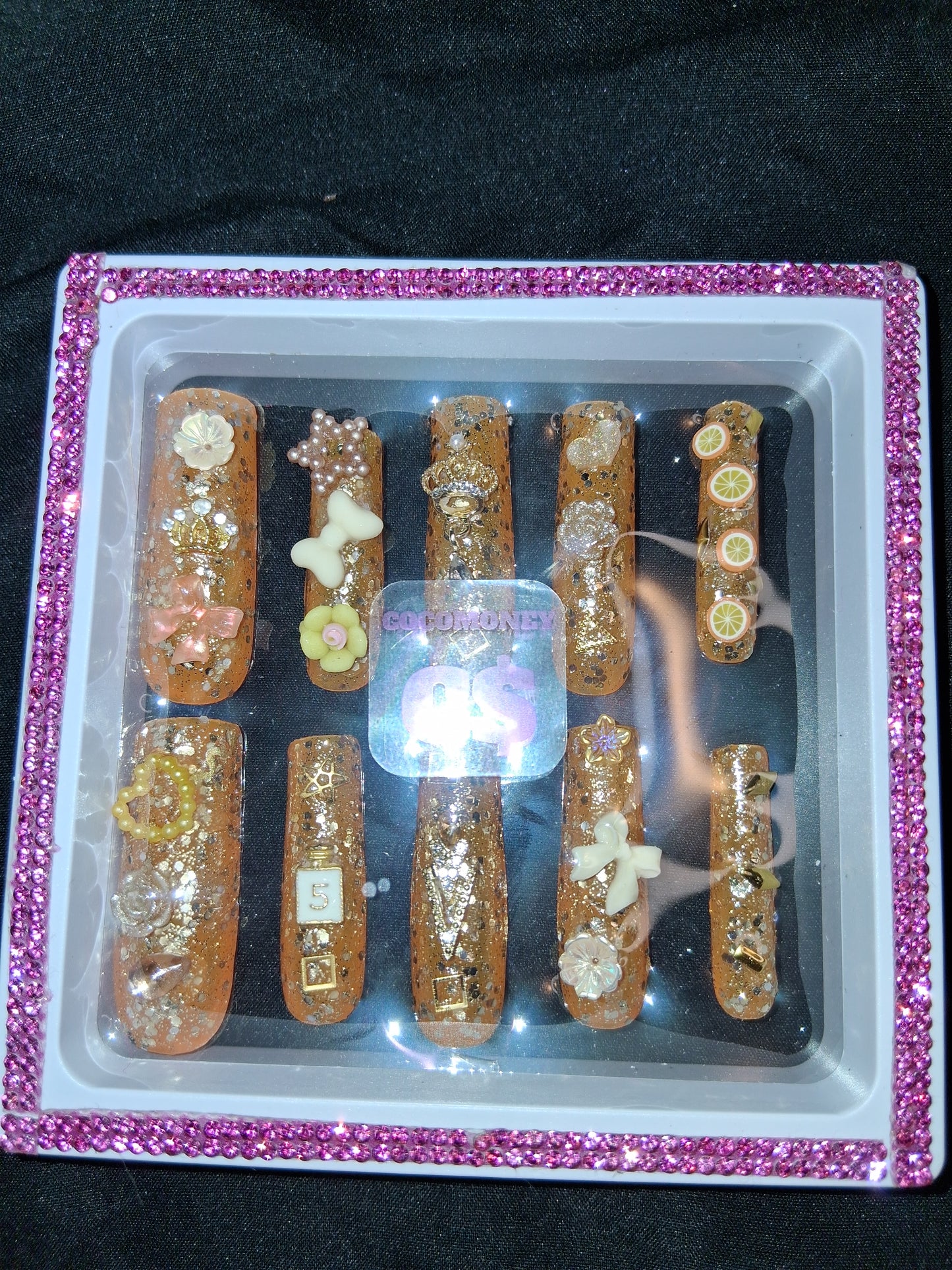 COCOMONEY NAILS CUSTOM 1 OF 1 GLUE ON PRESS ON COMES WITH FREE GIFTS #o84