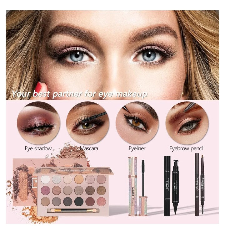 All in One Makeup Kit Full Kit Makeup Set Multipurpose Bundle Holiday Gift Box Essential Starter Bundle Include Full Makeup Kit for Women (Box3