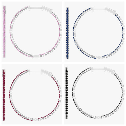 Post Hoop Earrings for Women in 925 Sterling Silver