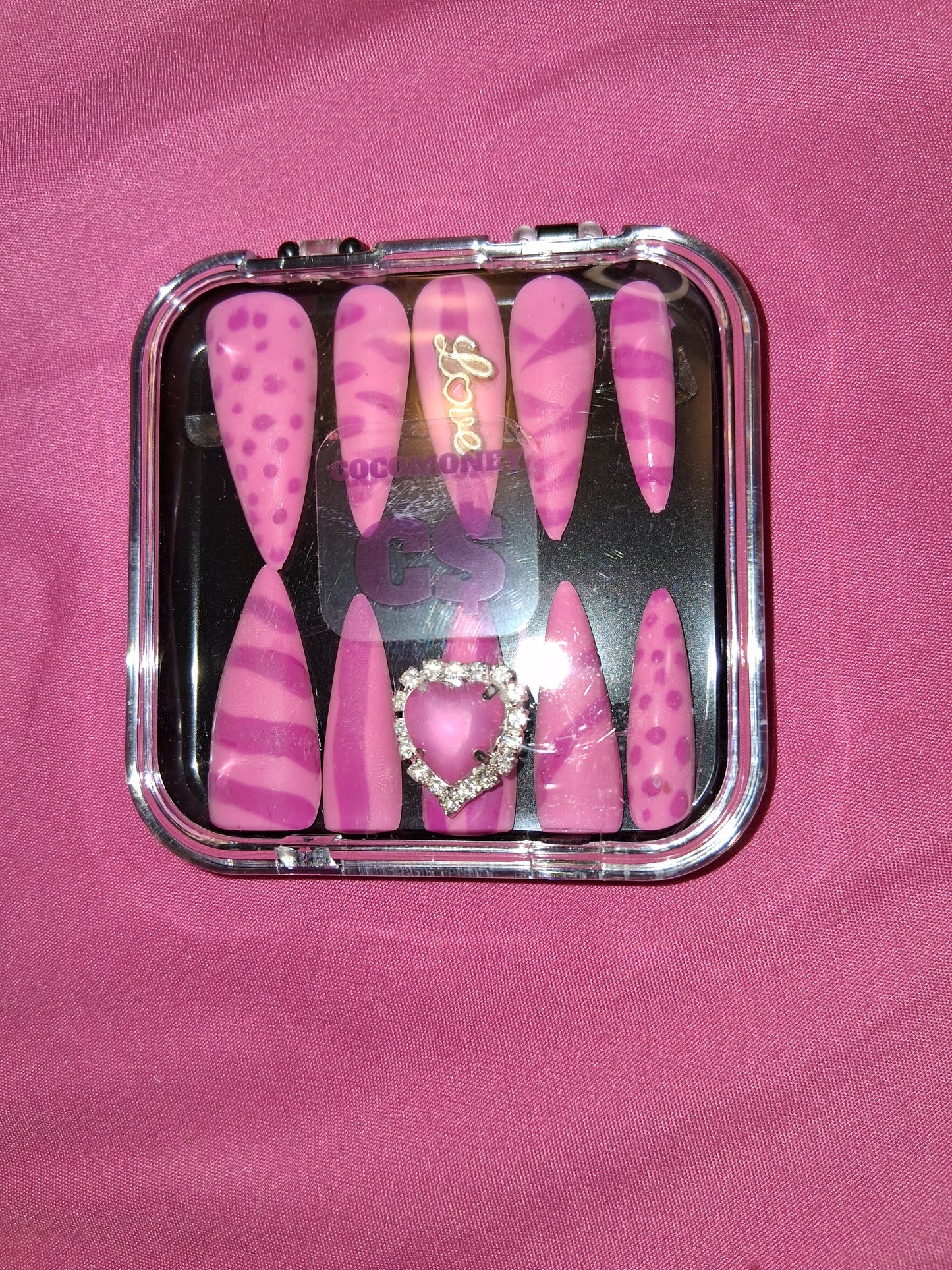 COCOMONEY NAILS CUSTOM 1 OF 1 GLUE ON PRESS ON COMES WITH FREE GIFTS #b94