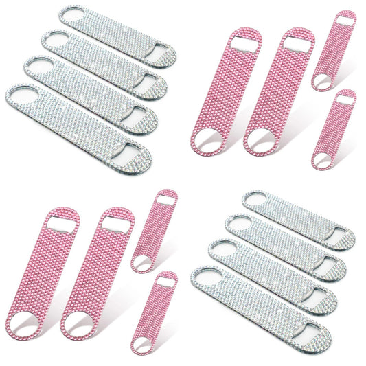 4 Pcs Glitter Bottle Opener Flat Bottle Opener Stainless Steel Beer Bottle Opener Bar Key Bottle Opener for Bartender Friends Rhinestone Bling Beer Opener for Soda Beer Wine Can