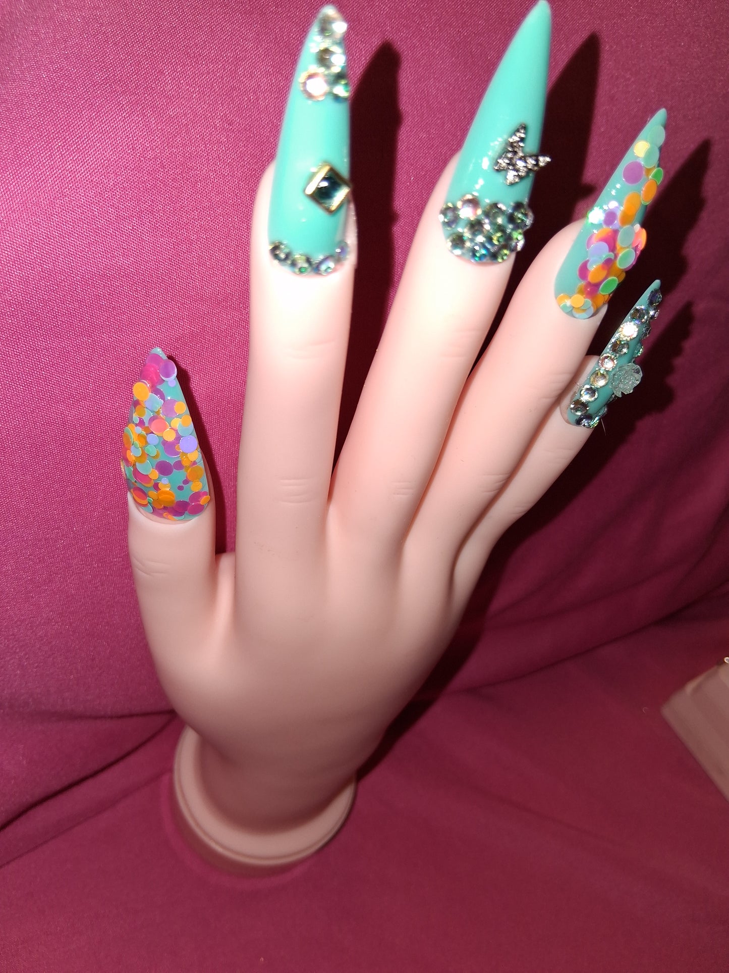 COCOMONEY NAILS CUSTOM 1 OF 1 GLUE ON PRESS ON COMES WITH FREE GIFTS #b98