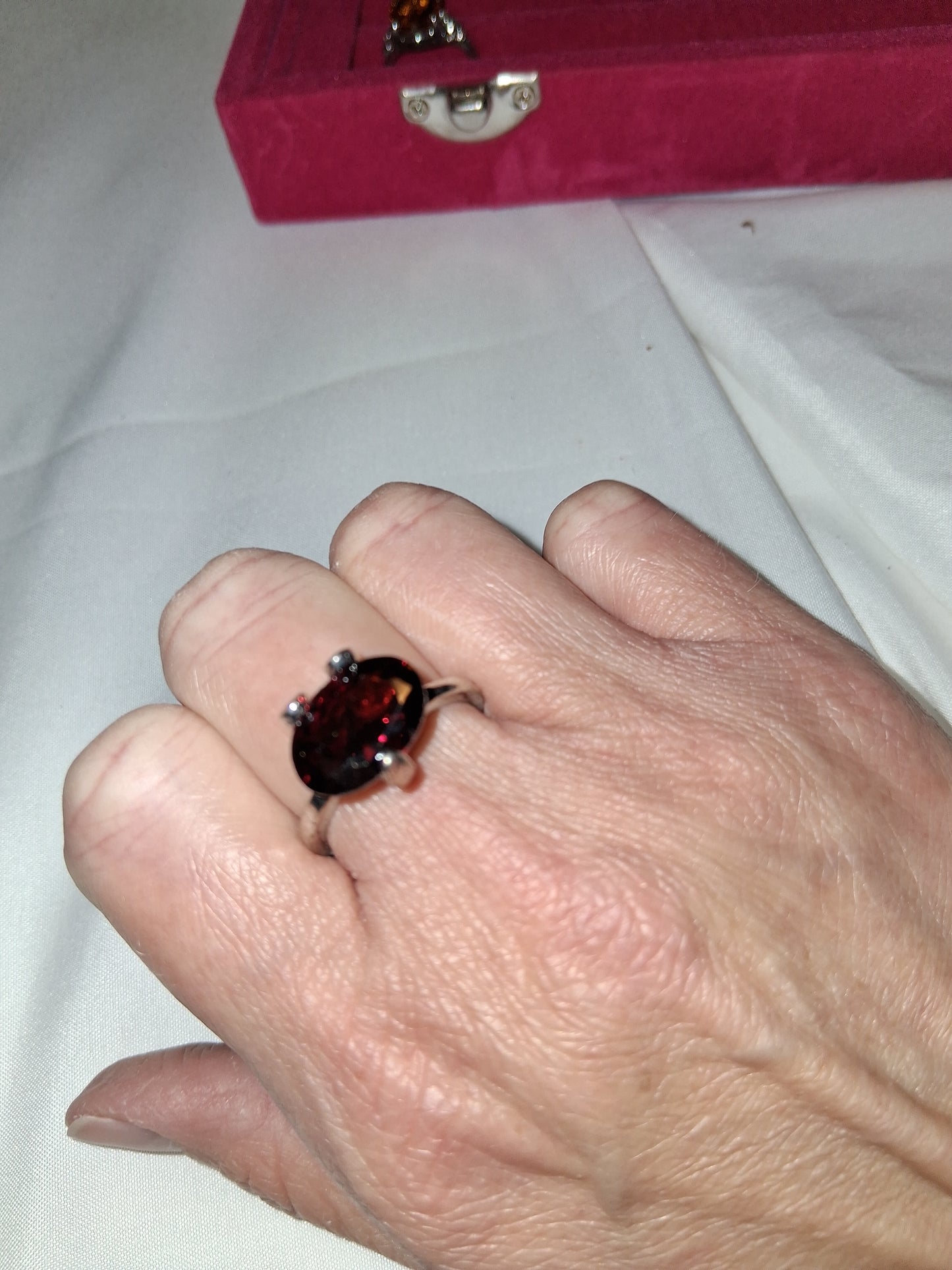 Red ring silver plated size size 10