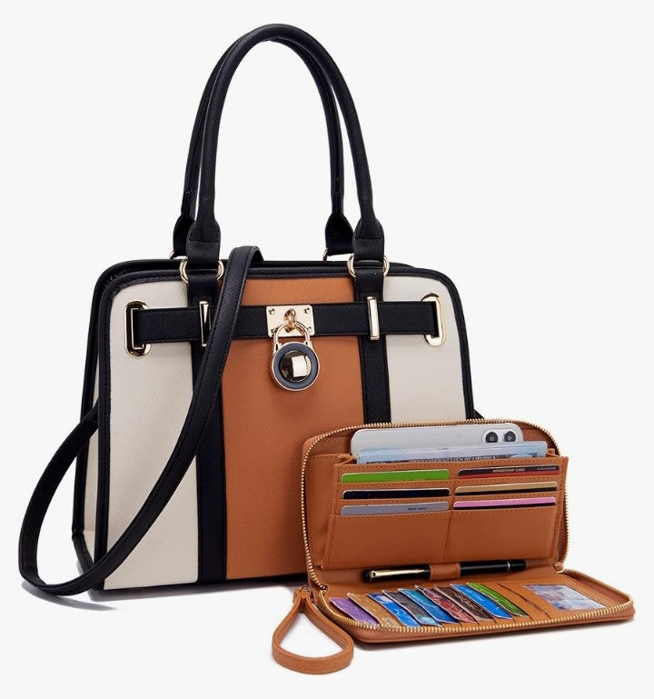 Handbags Sets For Women Shoulder Bags Top Handle Work Satchel Tote Purses Set With Matching Wallet 2pcs