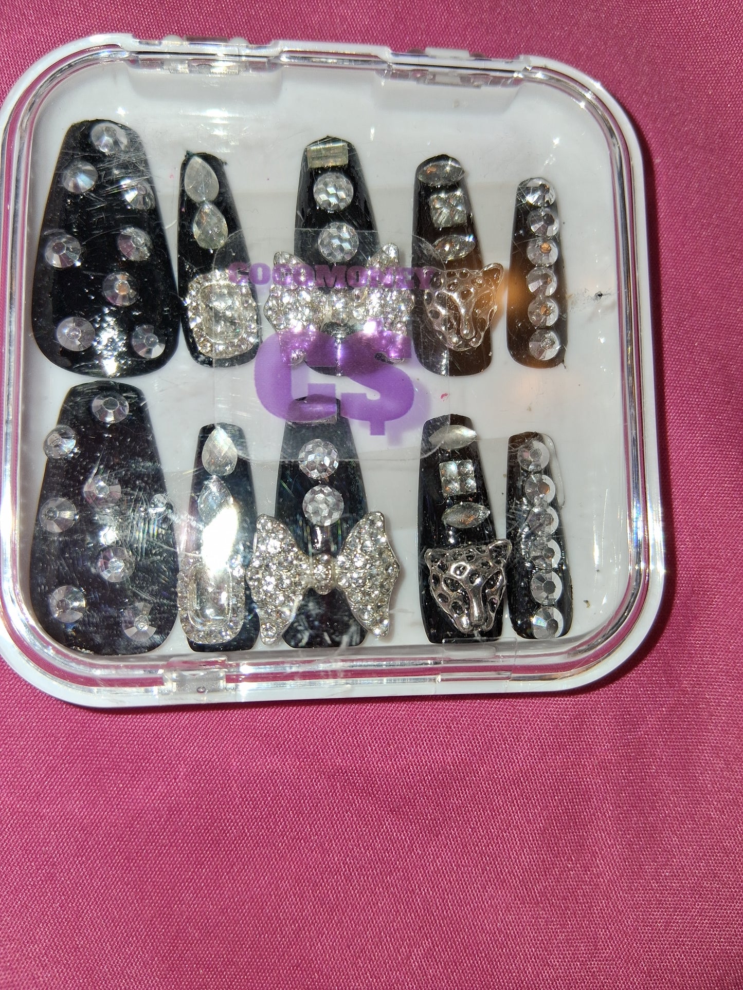 COCOMONEY NAILS CUSTOM 1 OF 1 GLUE ON PRESS ON COMES WITH FREE GIFTS #b82