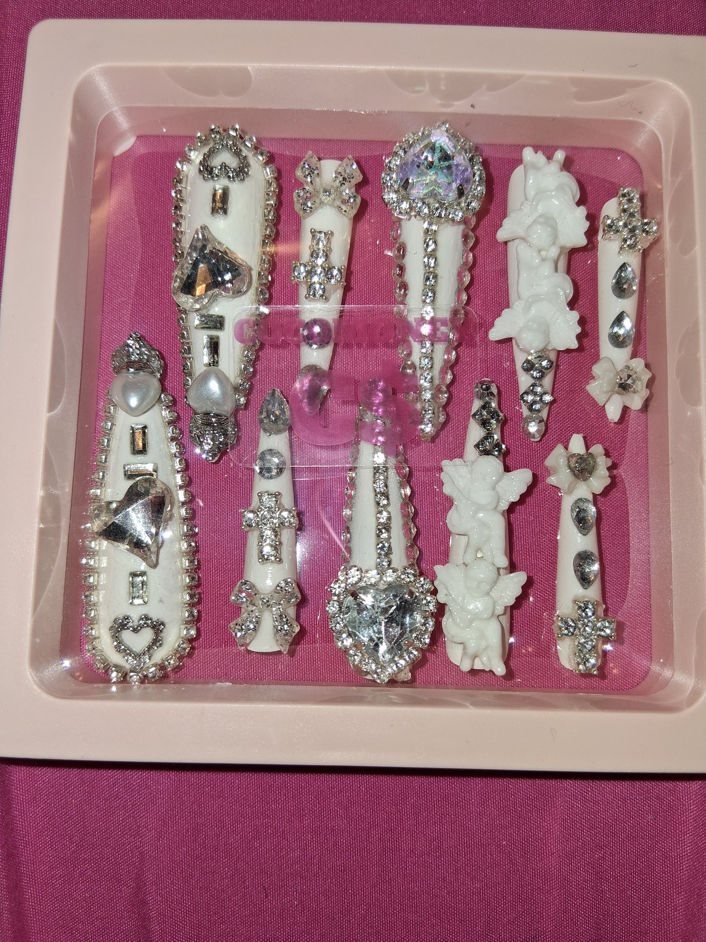 COCOMONEY NAILS CUSTOM 1 OF 1 GLUE ON PRESS ON COMES WITH FREE GIFTS #o42