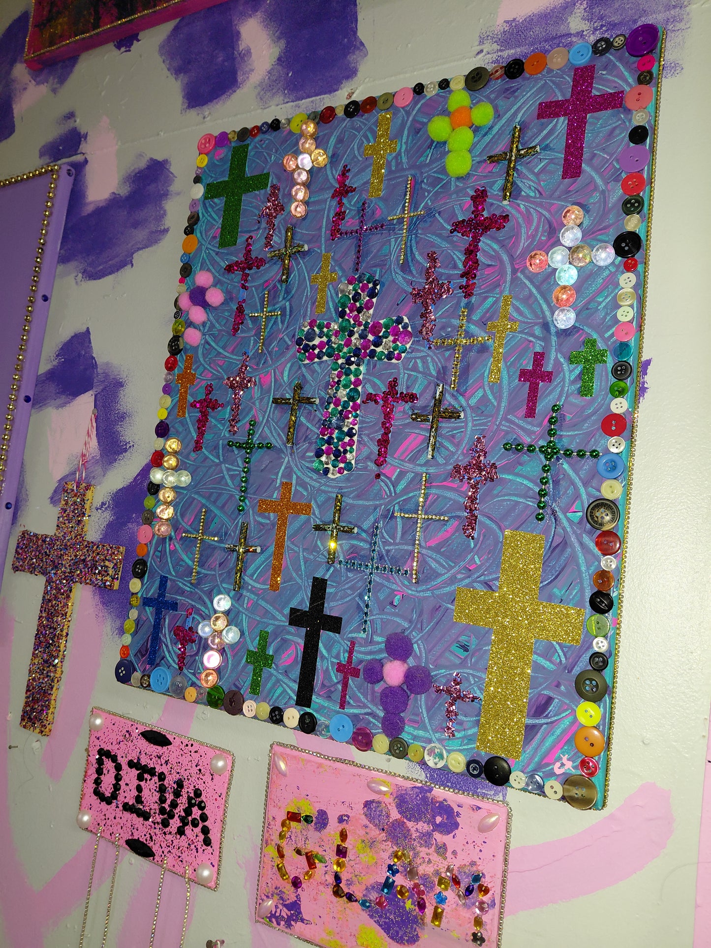 COCOMONEY ART Crosses 1 OF 1 CUSTOM PIECE BY COCOMONEY painting on canvas