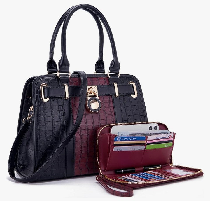 Handbags Sets For Women Shoulder Bags Top Handle Work Satchel Tote Purses Set With Matching Wallet 2pcs
