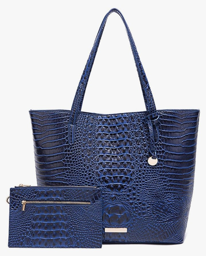 Leather Crocodile-Embossed Pattern With Women Handbags Large Tote Shoulder Bag Top Handle Satchel Hobo