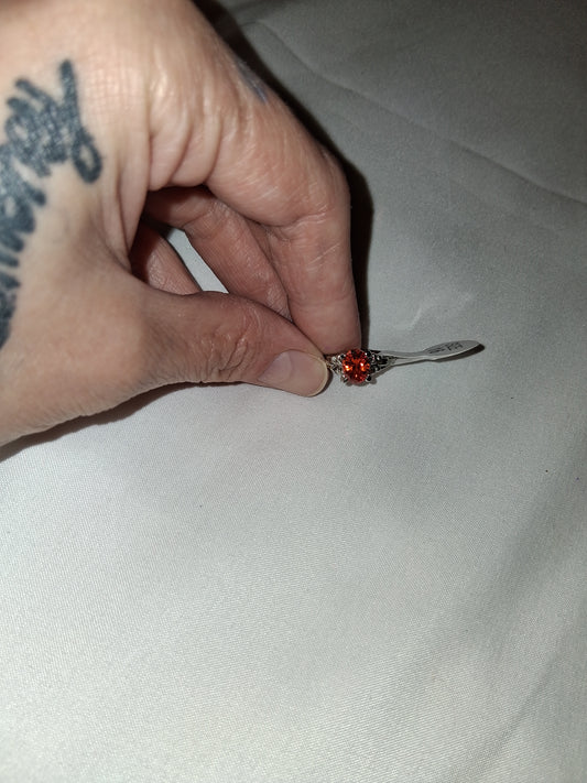 Orange silver plated ring size 6
