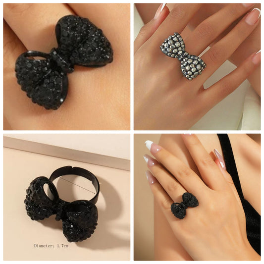 Rhinestone Bow Decor Ring COCOMONEY