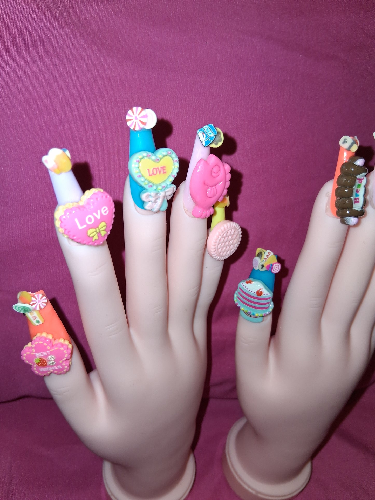 COCOMONEY NAILS CUSTOM 1 OF 1 GLUE ON PRESS ON COMES WITH FREE GIFTS #o76