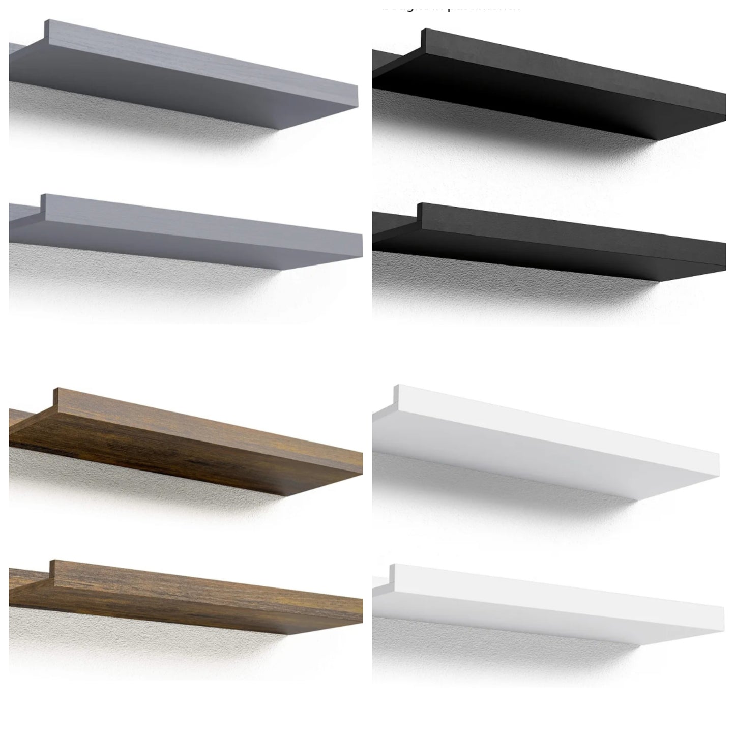 Floating Shelves Wall Mounted Set of 2, Modern Black Wall Shelves for Storage with Lip, Display Picture Ledge Shelf for Wall Decor Bedroom Living Room Bathroom Kitchen