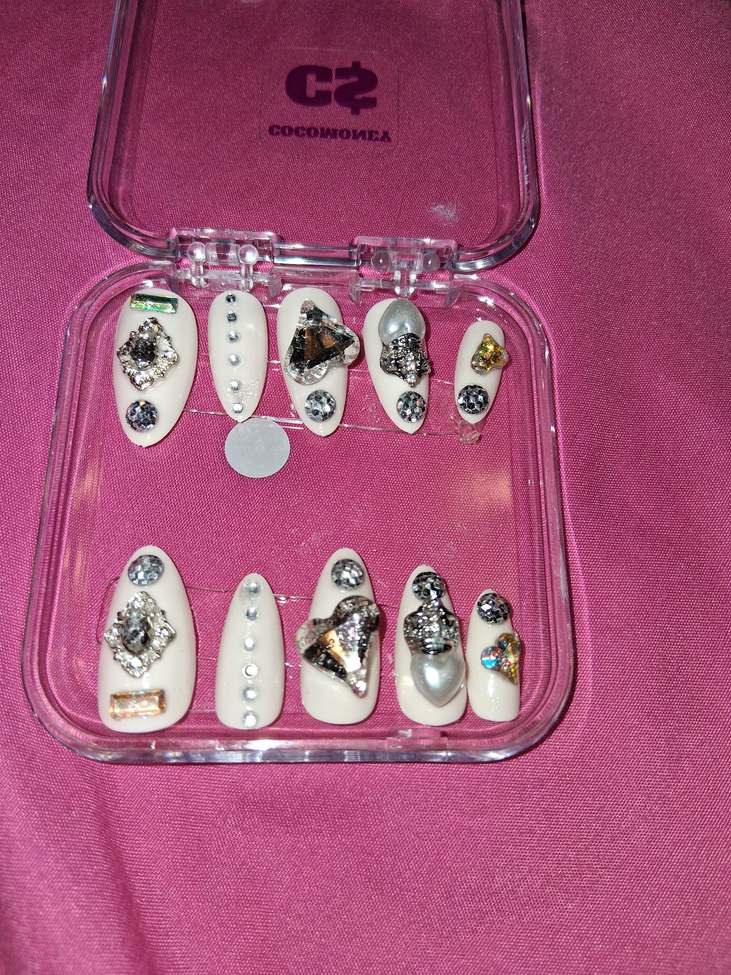 COCOMONEY NAILS CUSTOM 1 OF 1 GLUE ON PRESS ON COMES WITH FREE GIFTS #b77