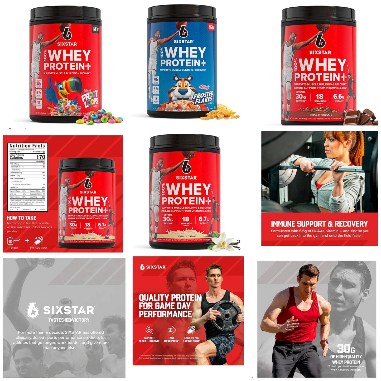 Protein Powder Plus - Muscle Building & Recovery Formula with Whey Isolate Powder, BCAAs, 30g Protein, Immune Support - Post-Workout Supplement - , 1.8 lbs