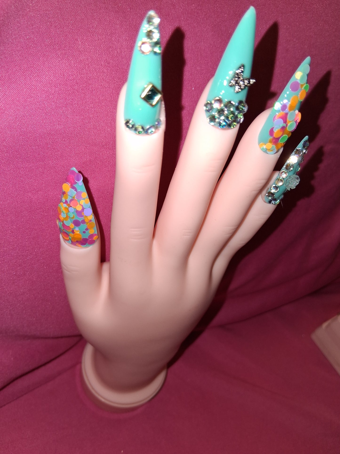 COCOMONEY NAILS CUSTOM 1 OF 1 GLUE ON PRESS ON COMES WITH FREE GIFTS #b98