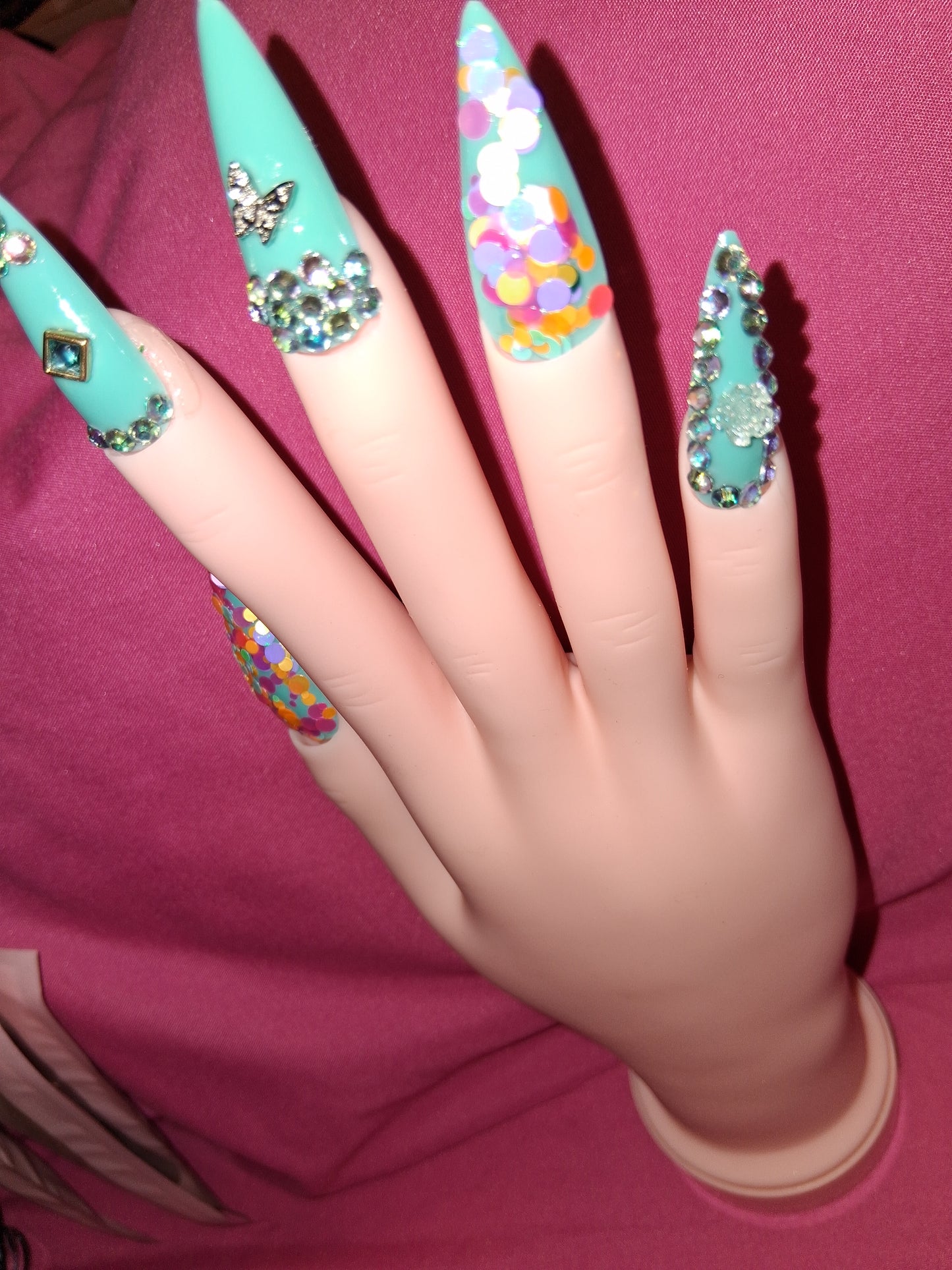 COCOMONEY NAILS CUSTOM 1 OF 1 GLUE ON PRESS ON COMES WITH FREE GIFTS #b98