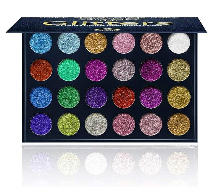 24 Color Pressed Glitter Eyeshadow Palette - Mineral Ultra Shimmer Makeup Palette Eye Shadow Powder Long Lasting Waterproof