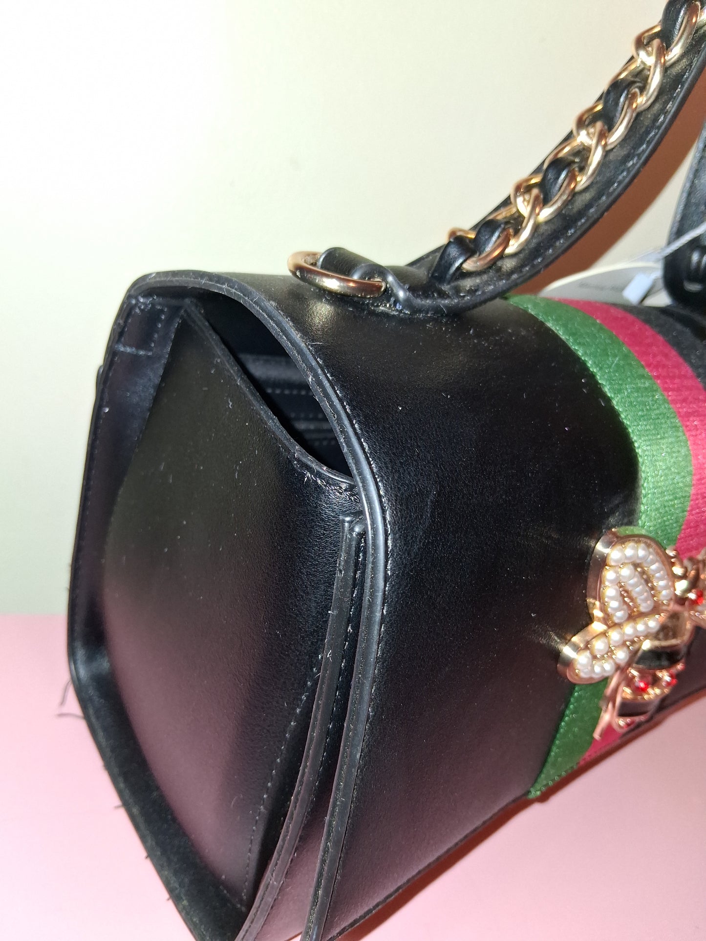 COCOMONEY HANDBAG BLACK WITH WALLET AND STRAP 10IN BY 8IN BY 5IN ONLY 2 of these pu