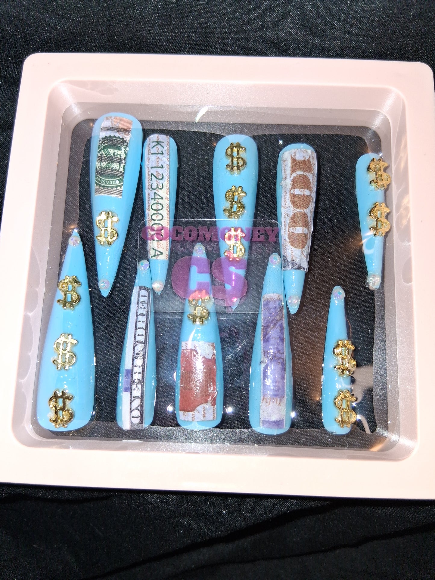 COCOMONEY NAILS CUSTOM 1 OF 1 GLUE ON PRESS ON COMES WITH FREE GIFTS #o63