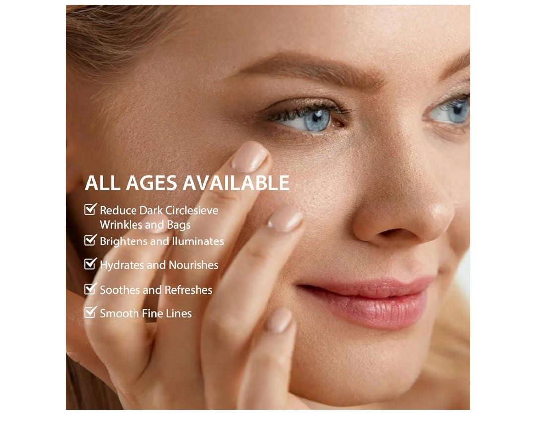 5% Caffeine Eye Serum with Hyaluronic Acid & Vitamin C - for Dark Circles, Fine Line, Bag Treatment & Moisturizing | Under Eye Cream with 360° Roller Massage Ball