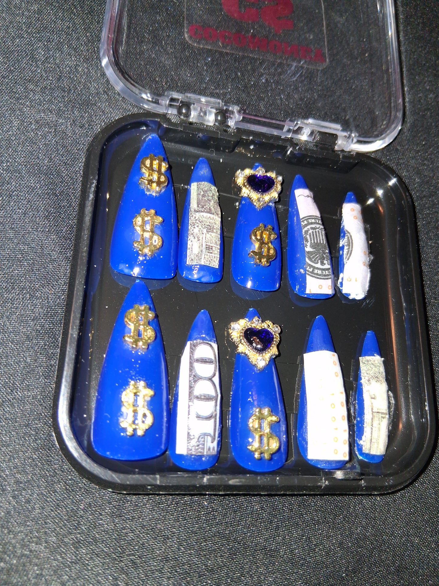 COCOMONEY NAILS CUSTOM 1 OF A KIND PIECES ACRYLIC COMES WITH FREE GIFTS