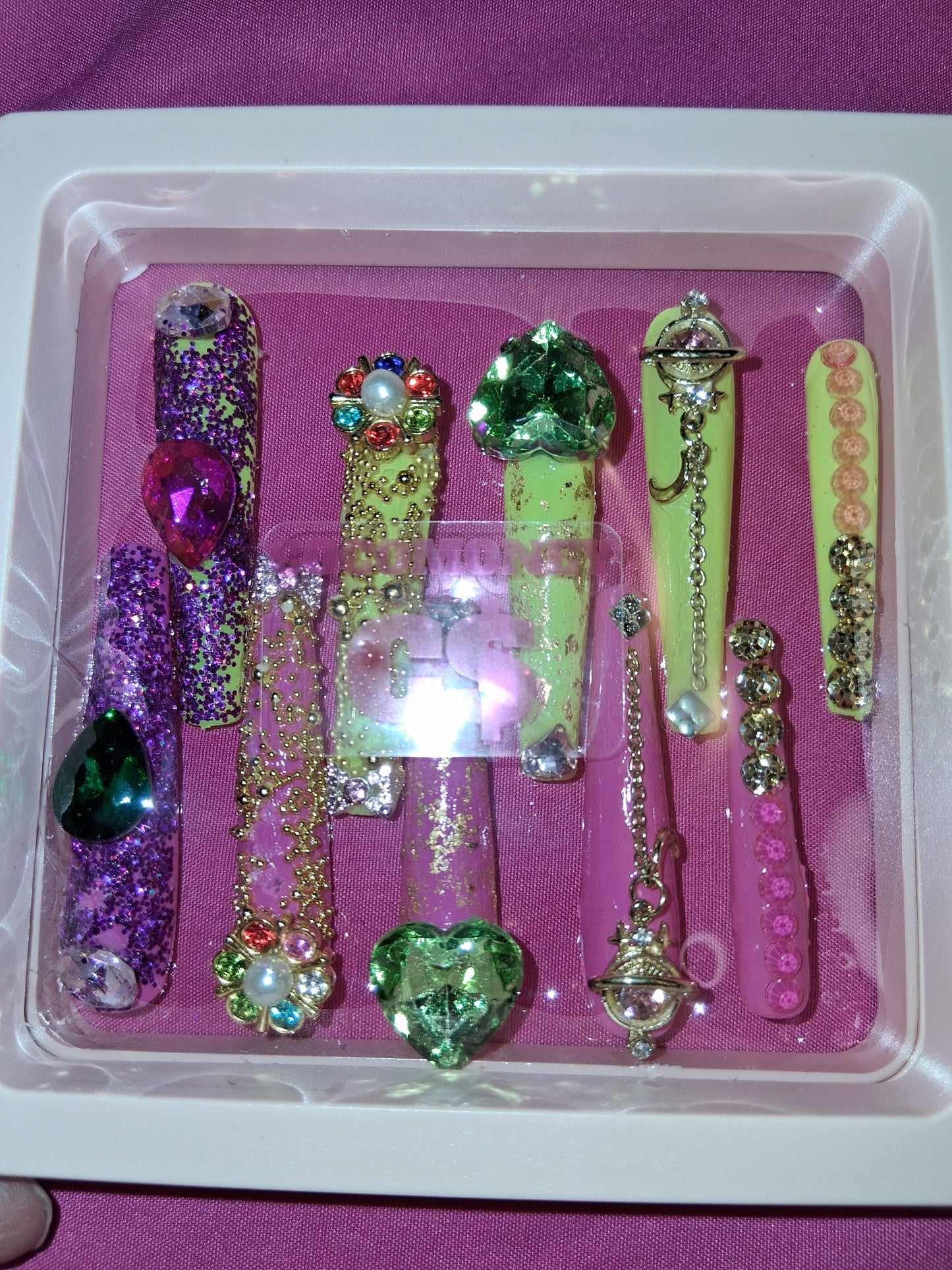 COCOMONEY NAILS CUSTOM 1 OF 1 GLUE ON PRESS ON COMES WITH FREE GIFTS #o37