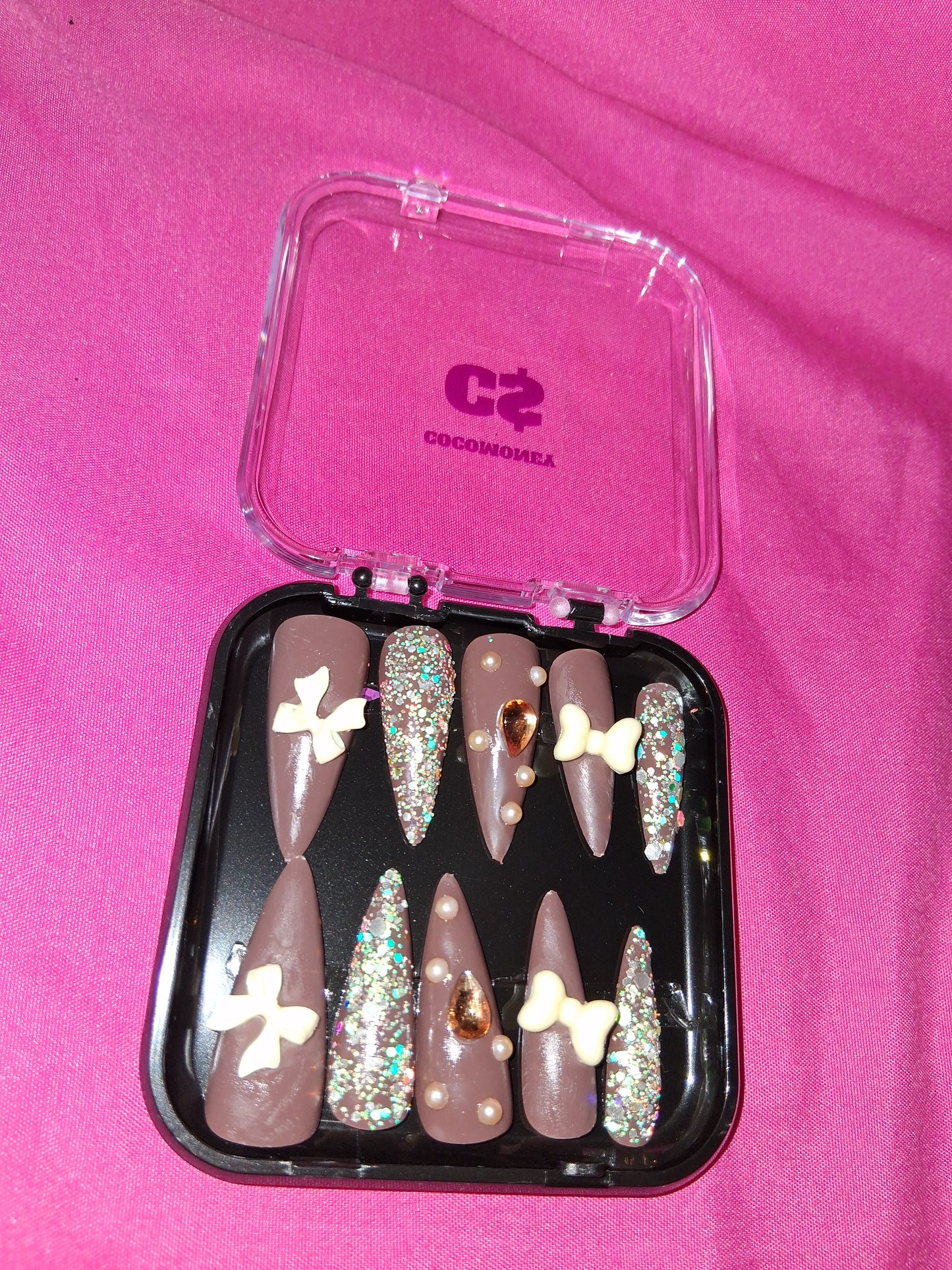 COCOMONEY NAILS CUSTOM 1 OF 1 GLUE ON PRESS ON COMES WITH FREE GIFTS #b88