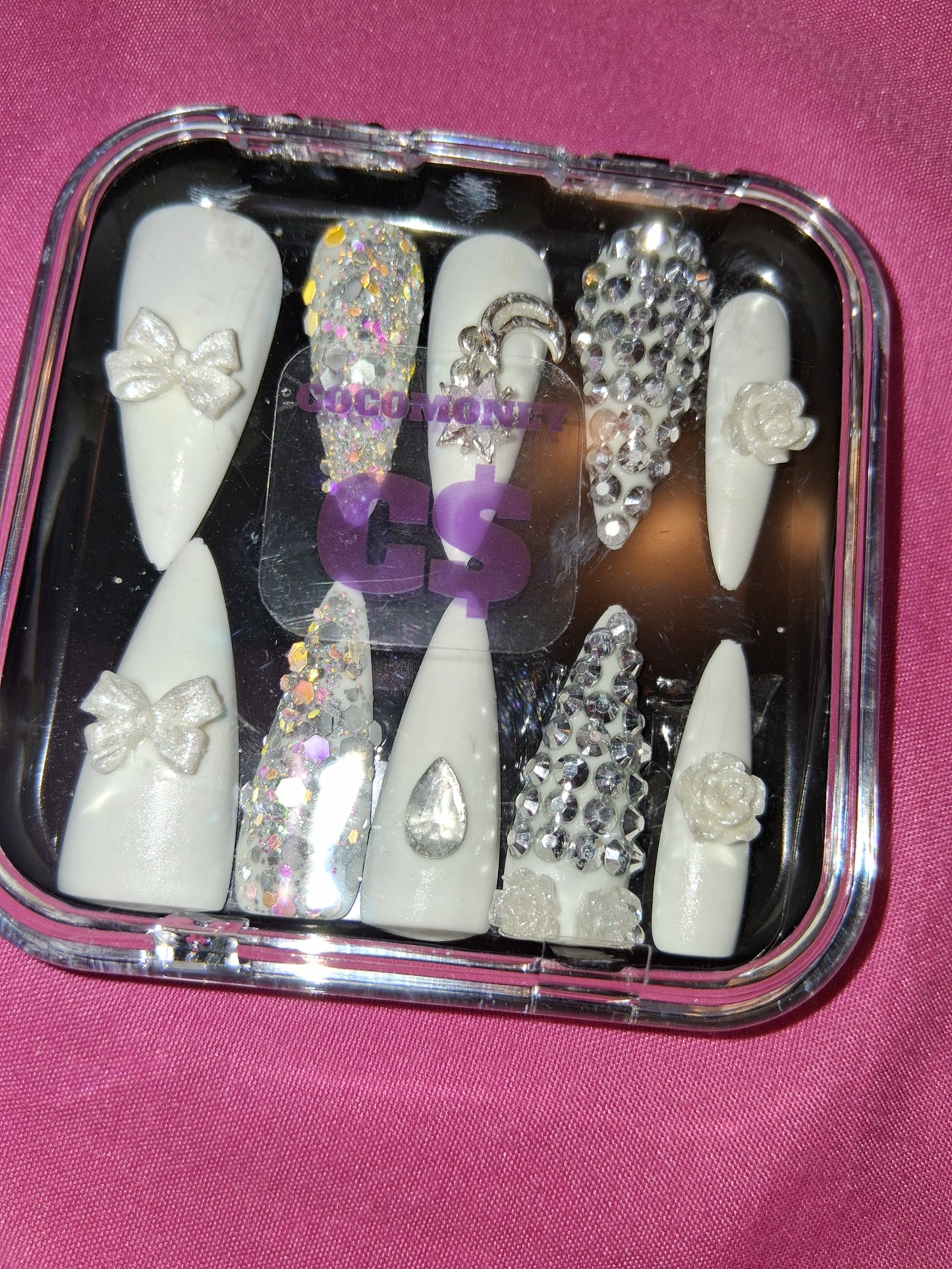 COCOMONEY NAILS CUSTOM 1 OF 1 GLUE ON PRESS ON COMES WITH FREE GIFTS #b62