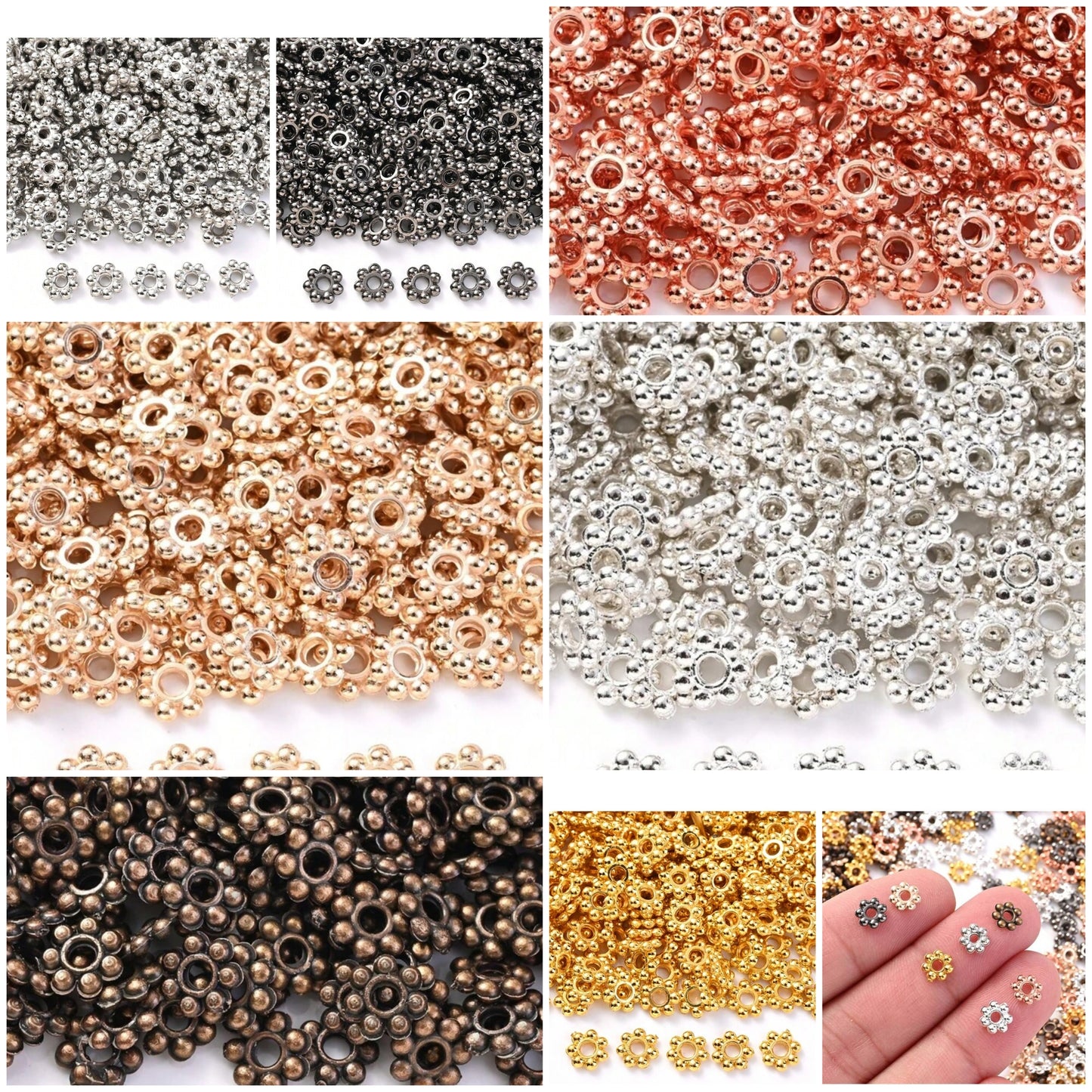 200pcs/Set 6mm Flower Spacer Bead Golden CCB Snowflake Loose Spacer Beads For Jewelry Making DIY Bracelet Supplies material pmma