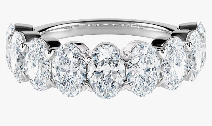 COCOMONEY IGI Certified 3 1/4 Carat Oval Shape Lab Grown Diamond Semi Eternity Wedding Band Ring for Women in 14k Gold (G-H, VS-SI, cttw) Anniversary Promise Stackable Band Ring Size 4 to 9 by Diamond Wish