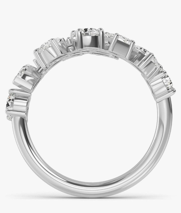 COCOMONEY 5 Carat (ctw) PLATINUM Round, Marquise, Emerald,Pear Cut LAB GROWN Diamond Stackable Ring (Color E-F Clarity VS2-SI1)