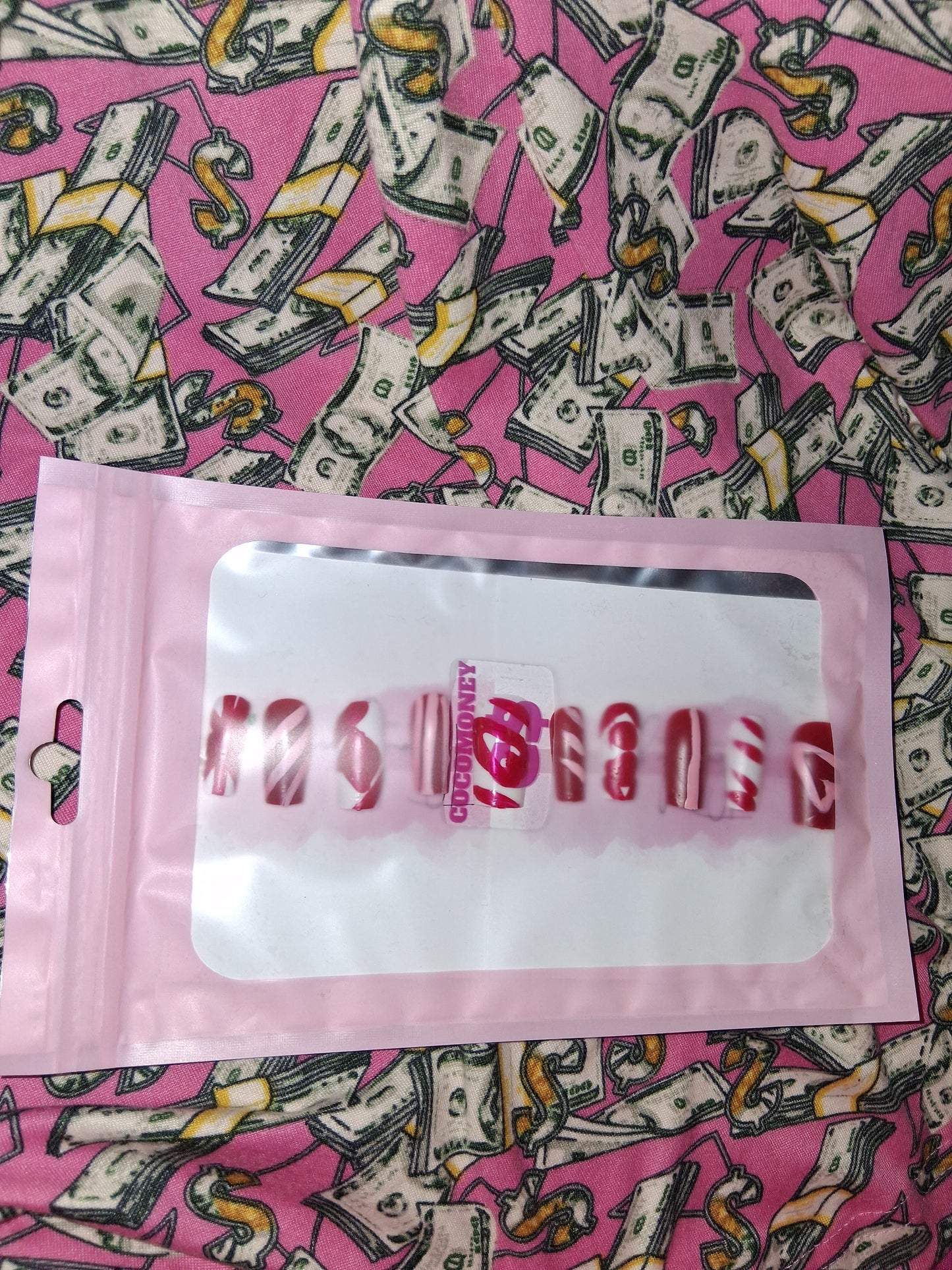 COCOMONEY NAILS CUSTOM 1 OF 1 GLUE ON PRESS ON COMES WITH FREE GIFTS #g13