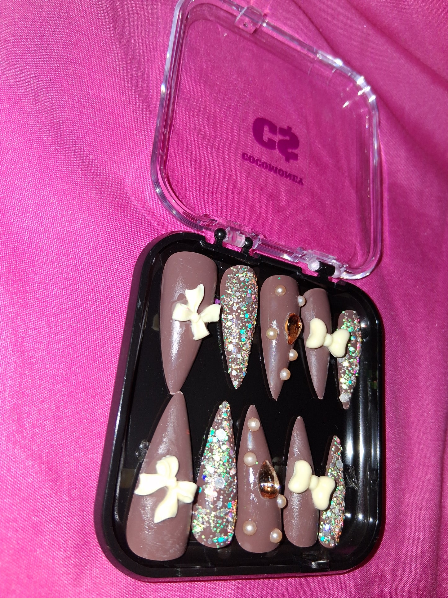 COCOMONEY NAILS CUSTOM 1 OF 1 GLUE ON PRESS ON COMES WITH FREE GIFTS #b88