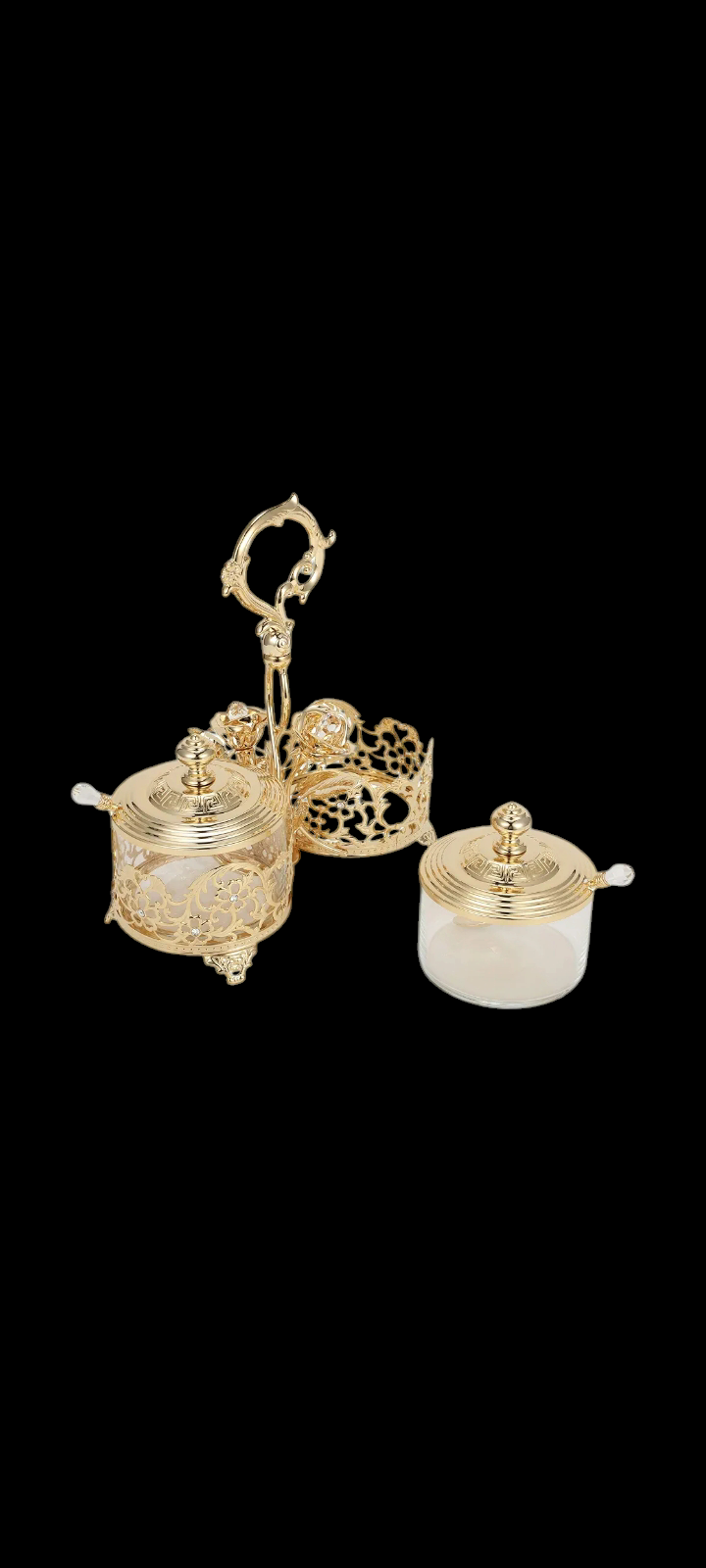 24K Gold Plated Crystal Studded Candy Dish Salt Holder Decorative Tableware Sugar Bowl Honey Jar