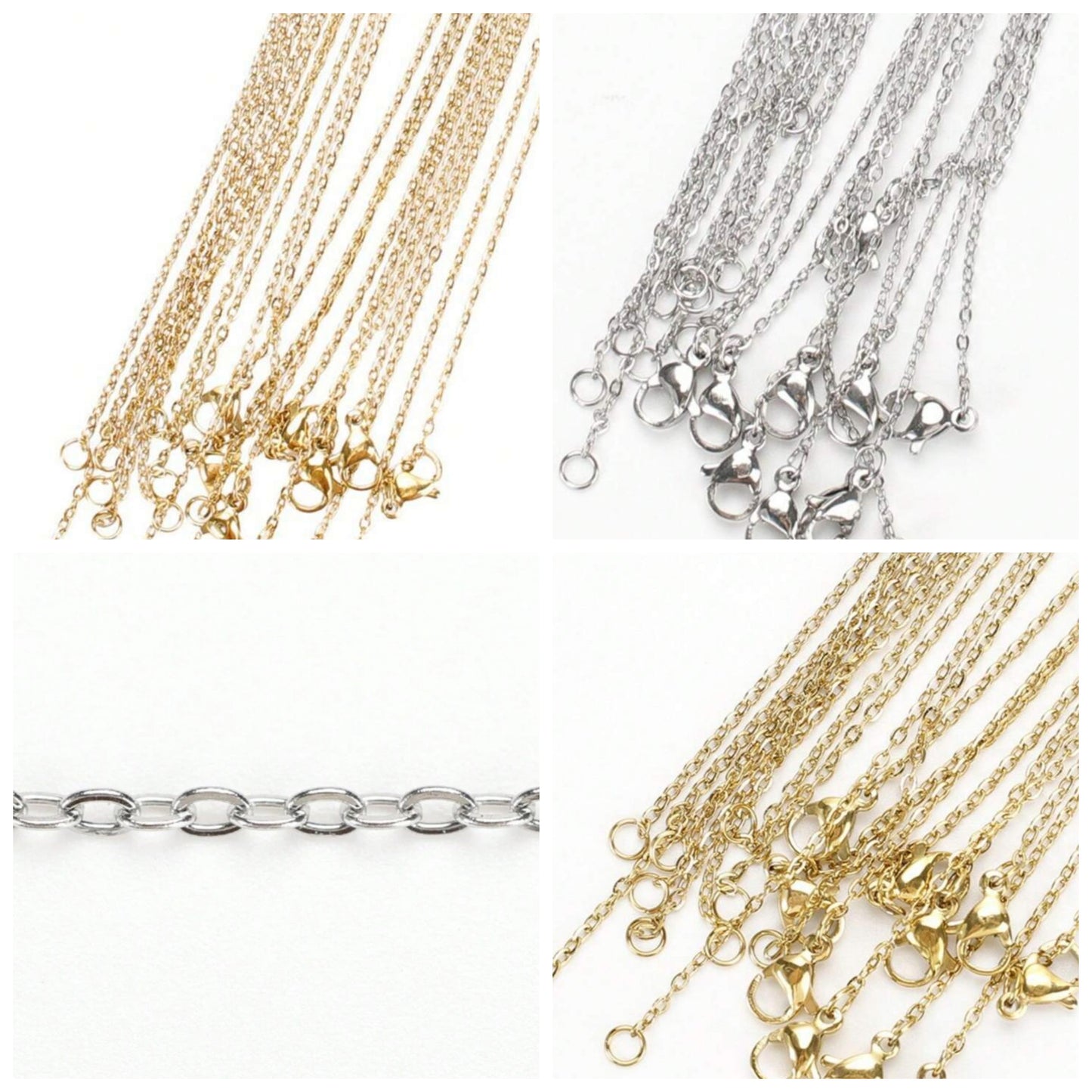 10pcs/Pack 45cm Stainless Steel Chain O-Shaped Flatten Chain, Wholesale Cross Chain With Gold Plating For Diy Jewelry