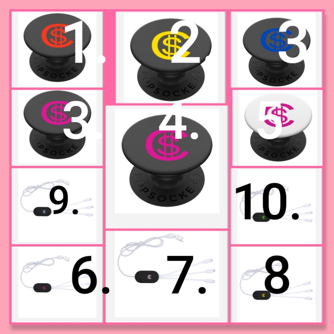 1 item choose your item by the number on it dual link charging cable or pop socket