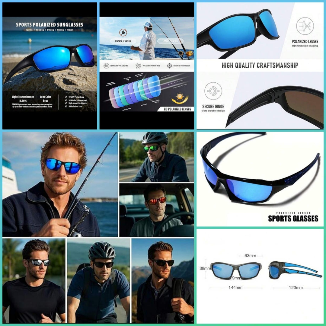 Men's Polarized Sports Glasses, Mirrored Driving Glasses, Optical Variable Lenses, High-Quality Polarized Glasses, Suitable For Outdoor Fishing, Cycling, Hiking, Running, Driving, Windproof, Unisex Anti-Glare Glasses