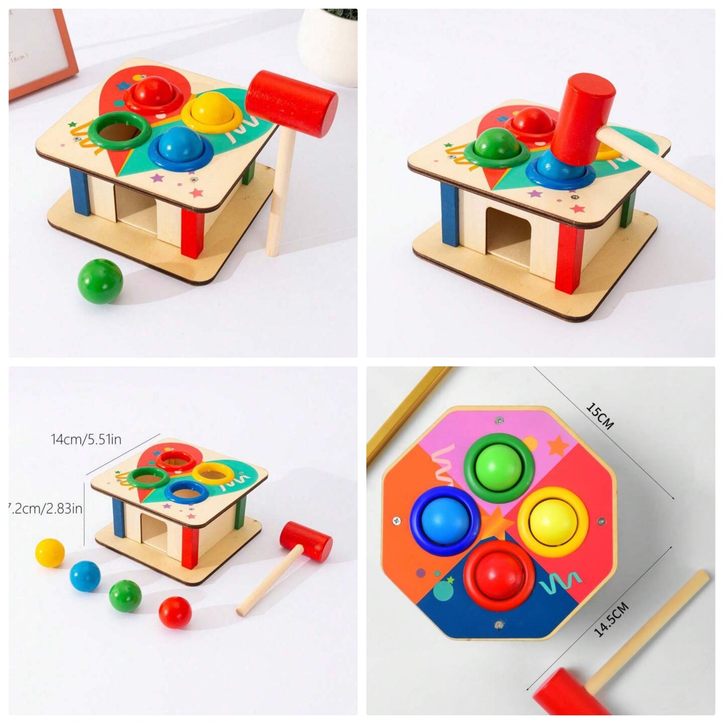 Wooden Hammering Toy - Develop Fine Motor Skills & Educational Fun For Toddlers(Training Hand Action Hand Eye Coordination And Explosion Power) wood cpc certificate