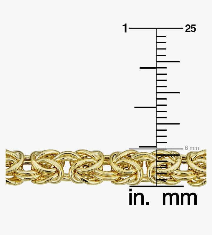 COCOMONEY Real 14k Yellow Gold Byzantine Necklace (6 mm, 18 inch)