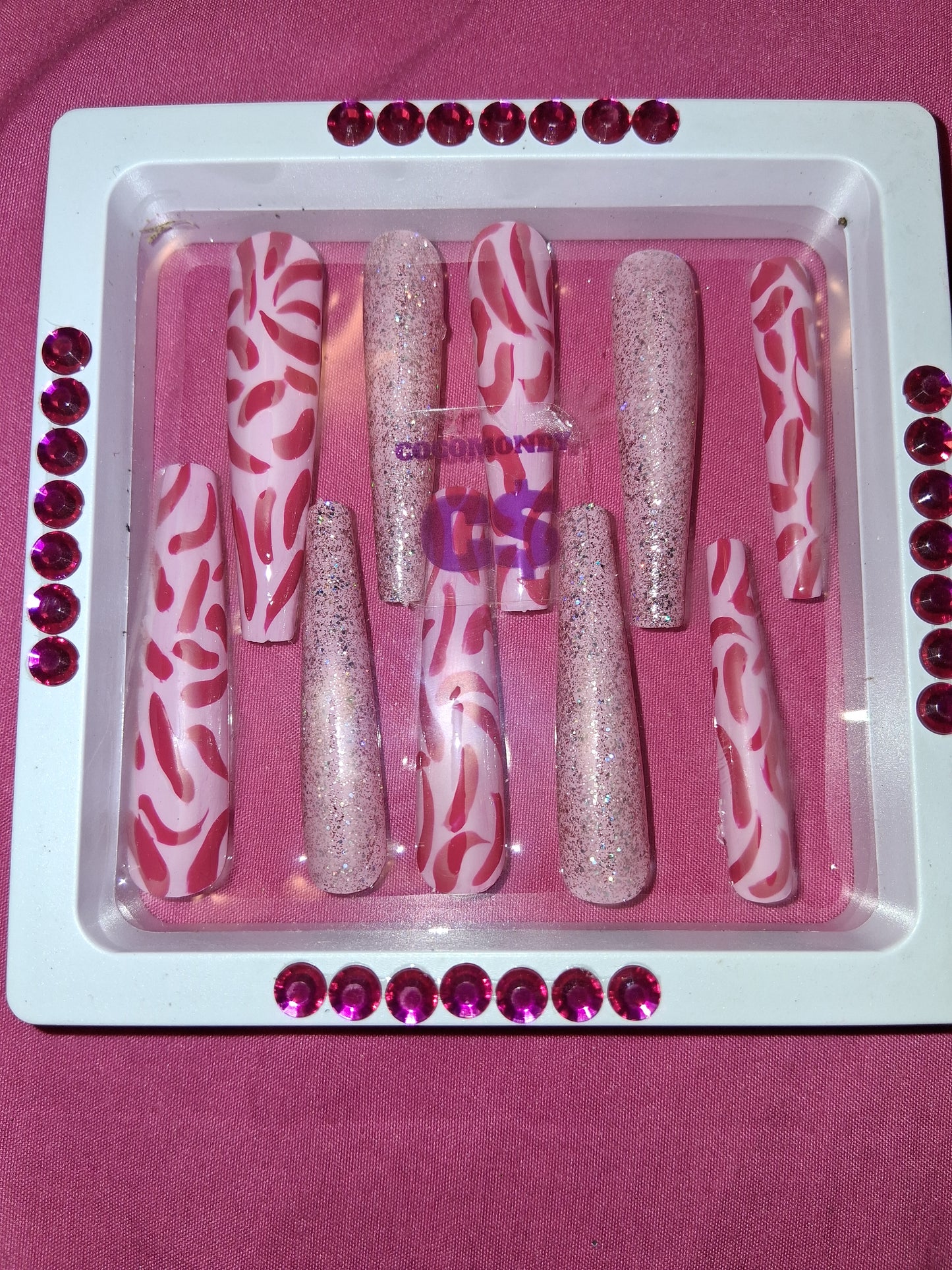COCOMONEY NAILS CUSTOM 1 OF 1 GLUE ON PRESS ON COMES WITH FREE GIFTS #o97