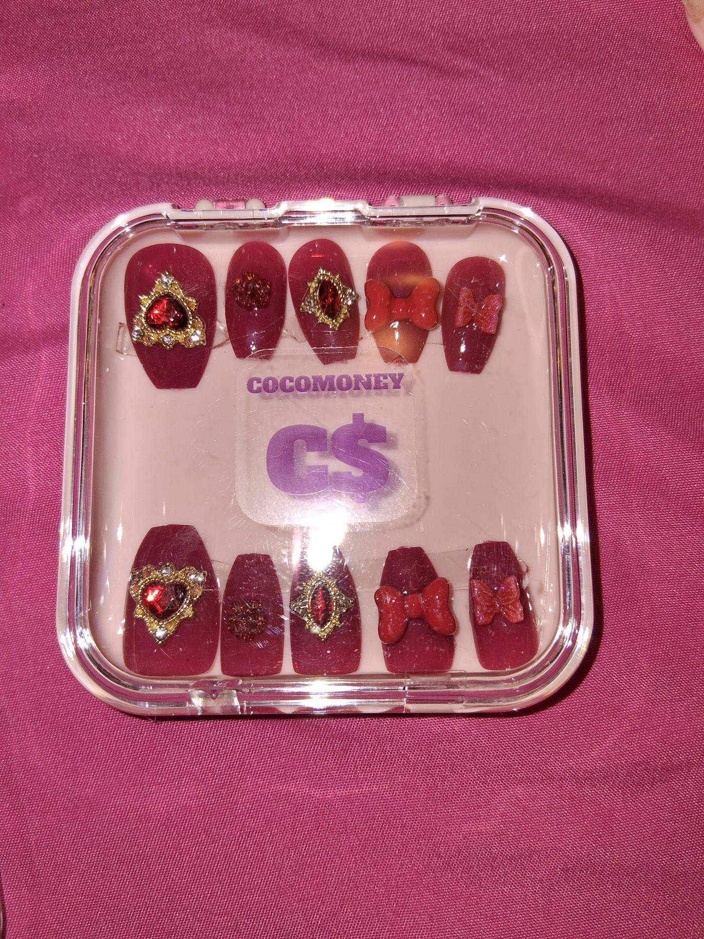 COCOMONEY NAILS CUSTOM 1 OF 1 GLUE ON PRESS ON COMES WITH FREE GIFTS #b90